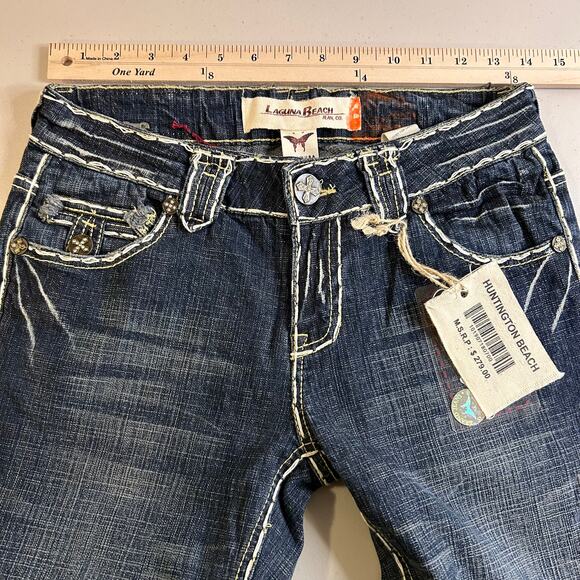 NWT Laguna Beach Jean Co. Hand Stitched Hand Made Blue Denim Jeans Size 28 - Picture 3 of 12